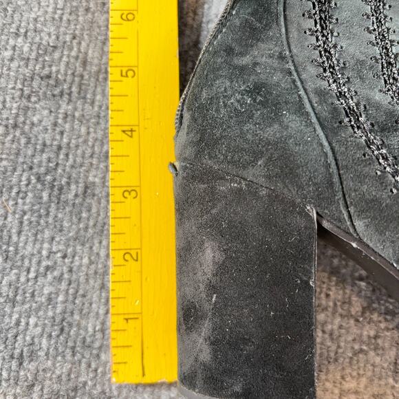 Silent D Black Suede Leather Knit Ankle Boots 37 Heeled Booties Block Heel Zip - Picture 16 of 16